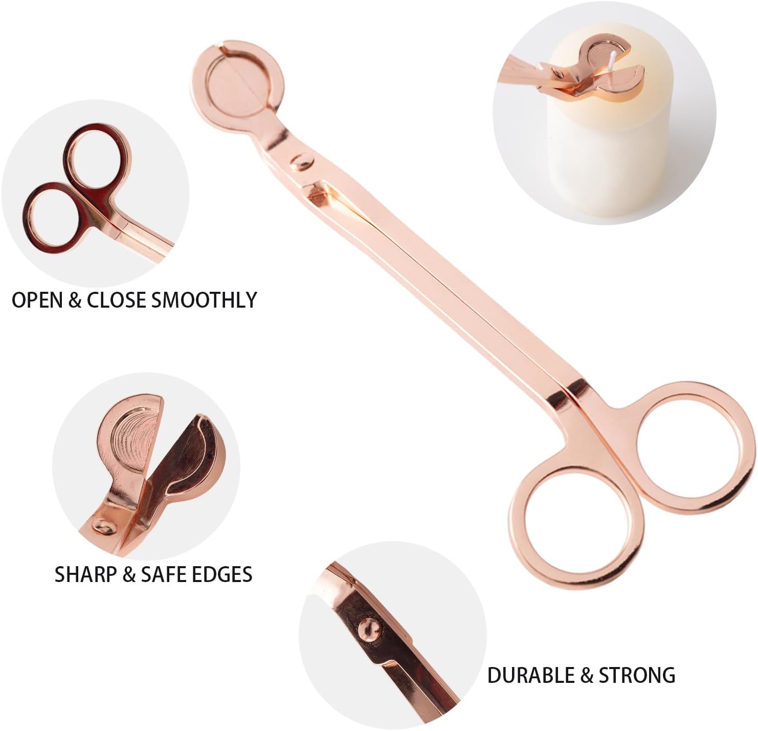 2 Pack 7.08 in Rose Gold Candle Wick Trimmer, Bulk Wick Candle Accessories, Candle Care Wick Clipper Cutter, Scissors for Safe Flame Control and Cleaner Burn