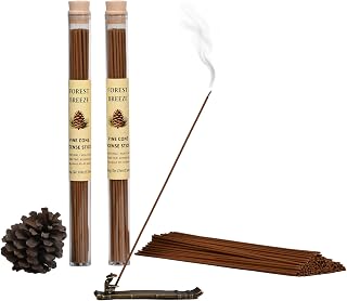 Pine Cone Incense Sticks-2 Tubes, Approx. 80-90 Sticks (40g)- Long Lasting 40 Mins Each - Pure Hand-Natural Incense Sticks for Meditation, Yoga, Relaxation & Home Fragrance Pine Cones Scent