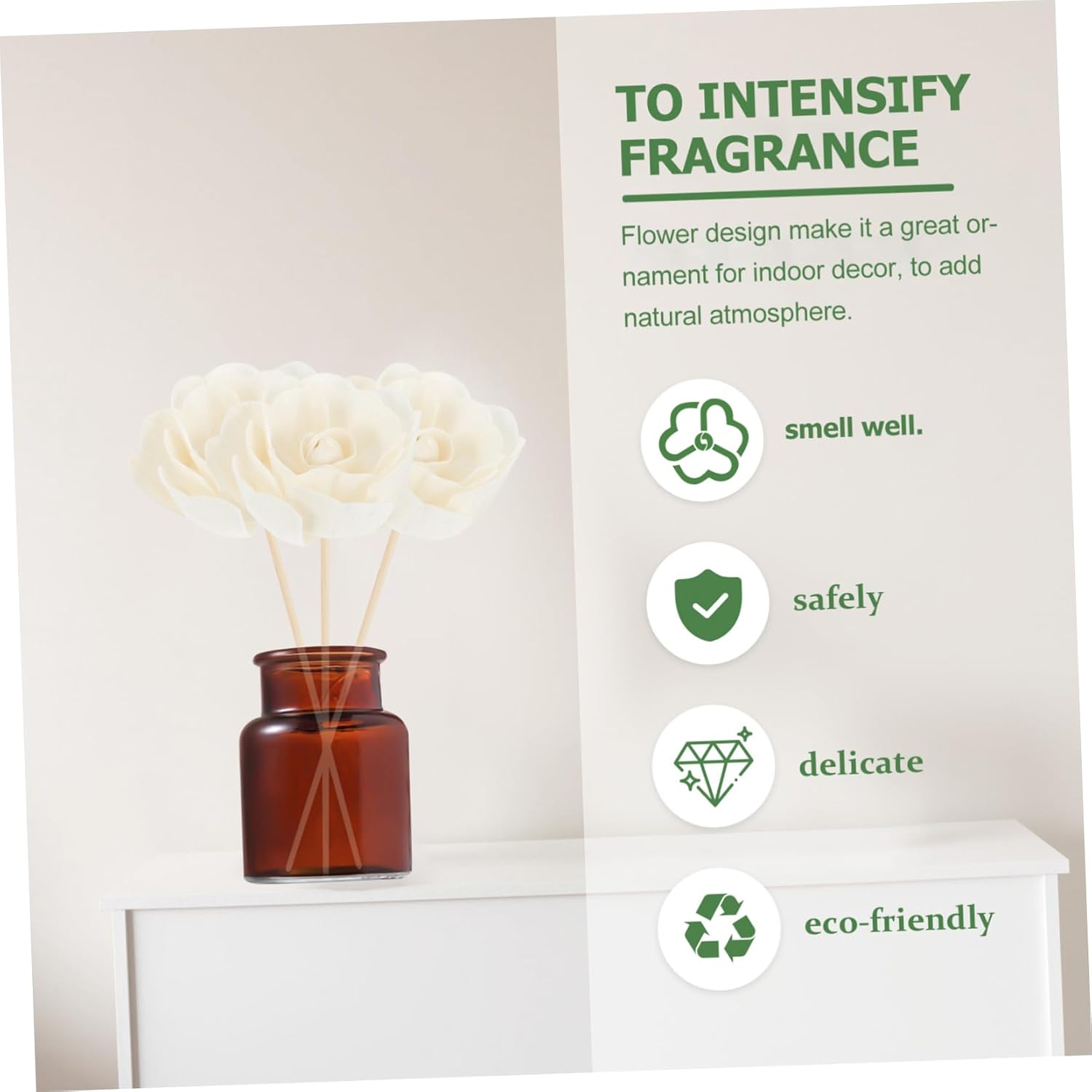 HEALLILY 5 Pcs Natural Wavy Rattan Diffuser Sticks Essential Oil Reeds for Home Fragrance and Aromatherapy Porous Aroma Oil Diffuser Accessories with Flower Design for Living Bathroom