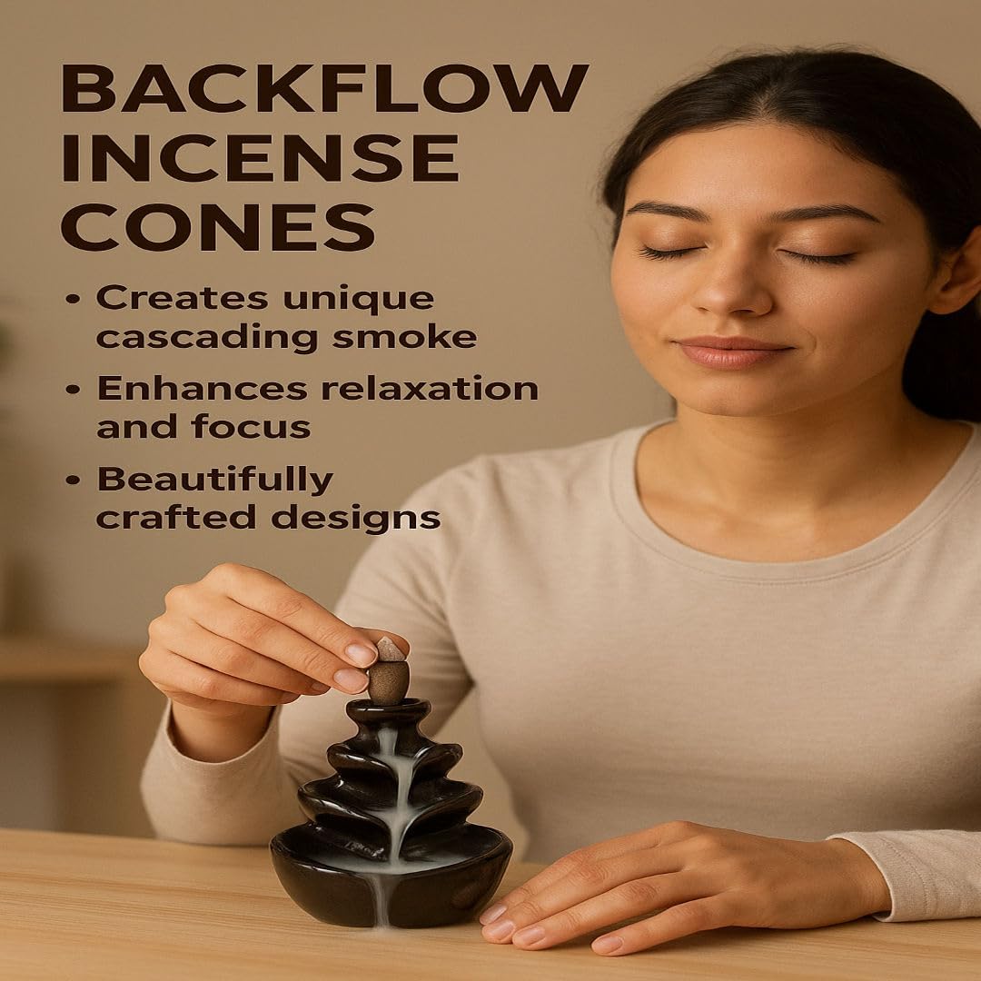 Yajna Sandalwood-100%-Natural-Incense-Backflow-Cones-for-Waterfall Handmade-Organic-Chemicals-Free for-Purification-Relaxation-Positivity-Meditation The-Best-scents-60-Count
