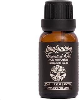 Palo Santo Essential Oil 0.5 oz, 100% Pure and Undiluted, Natural Aromatherapy Oil for Diffuser, Meditation and Relaxation, Sustainably Sourced from Peru, Luna Sundara