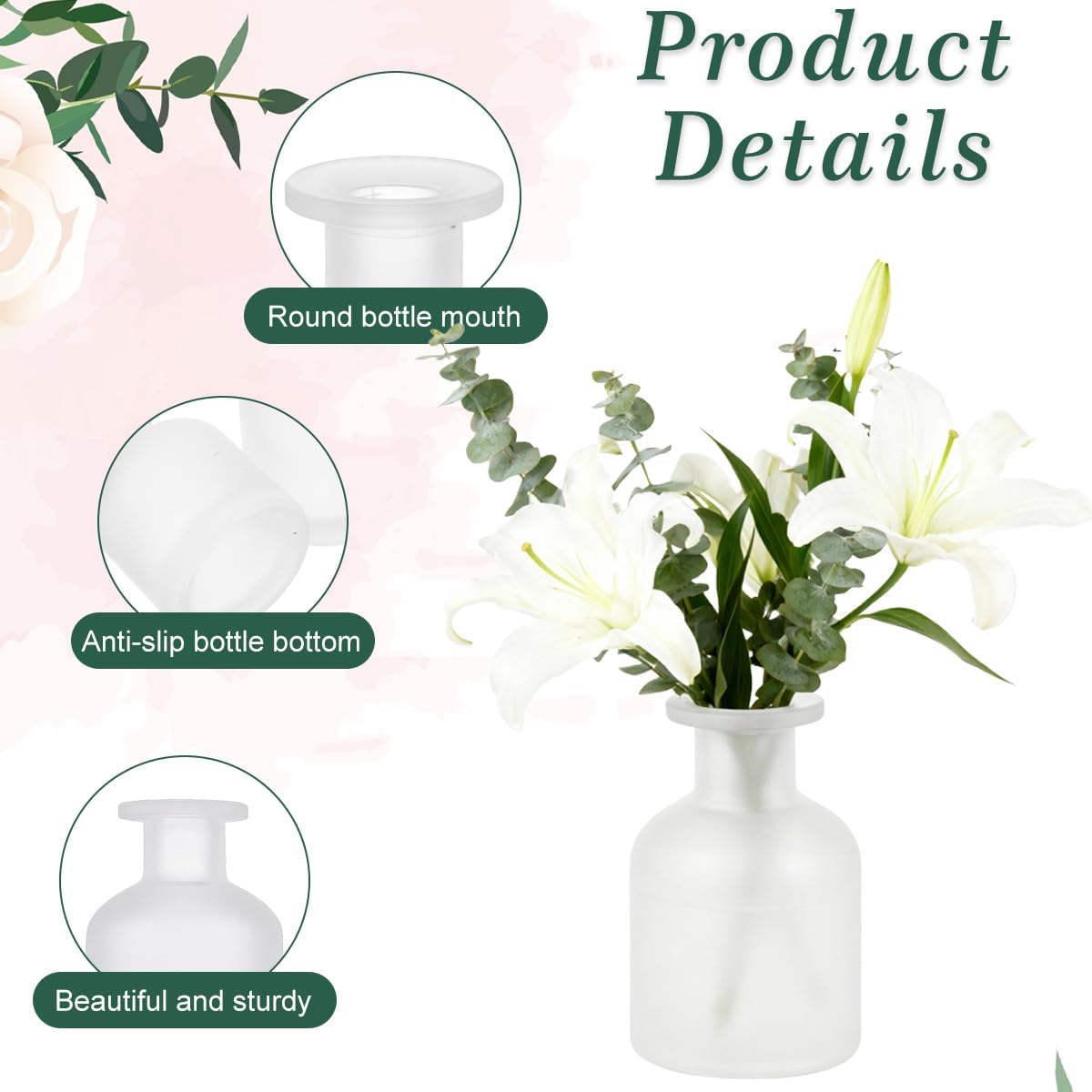 150ML/5OZ Empty White Frosted Glass Diffuser Bottles Refillable Aromatherapy Jars Essential Oil Perfume Storage Container DIY Fragrance Reed Diffuser Holders Accessories