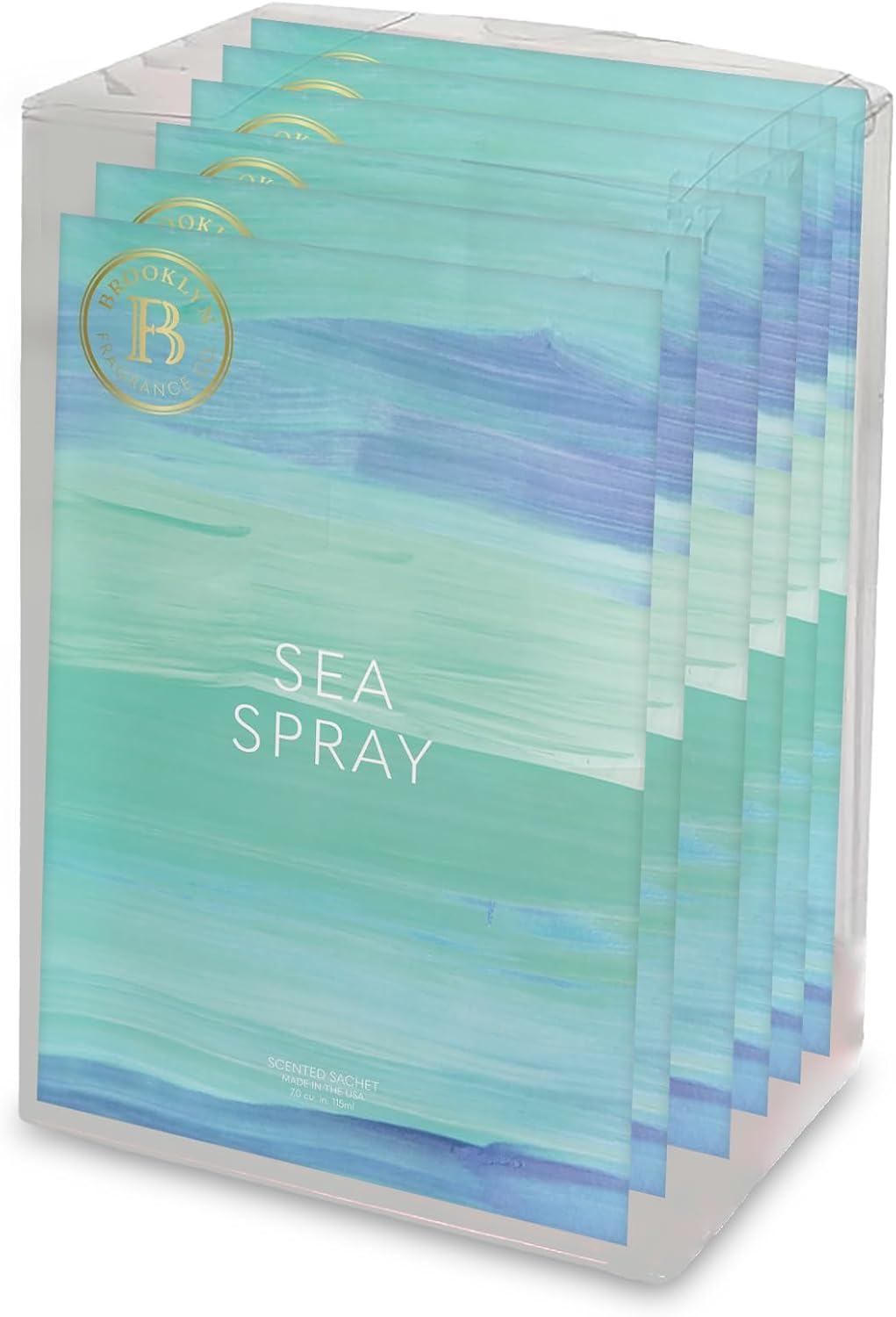 Brooklyn Fragrance Co. Water Color Sachet Bags – Sea Spray Scented Pouches – Perfect Aroma for Drawers, Closets, Cars and Bathrooms – Long-Lasting Fresh Scent Sachets (6- Pack)