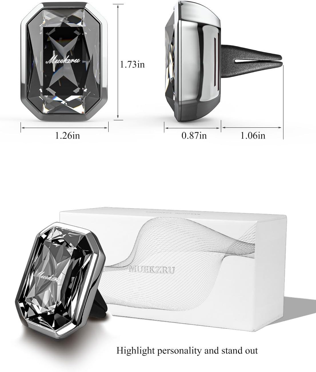 muekzru Car Air Freshener Diffuser,Essential Oil Diffusers Vent Clip,Advanced Crystal Automotive Parts，Contains 2 odorless container pieces,Metal and Crystal Design，First choice for gifts