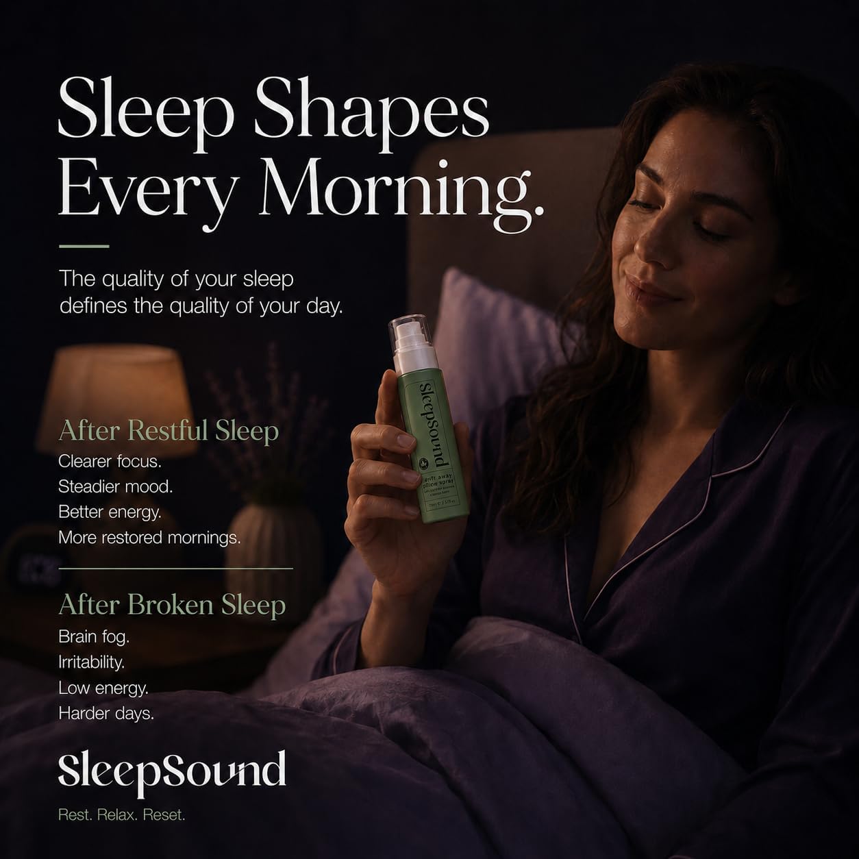SleepSound Lavender + Lemon Balm Pillow Mist | Calming Aromatherapy Spray for Nighttime Relaxation & Wind Down Routine | Soothing Bedtime Mist Scent Fragrance