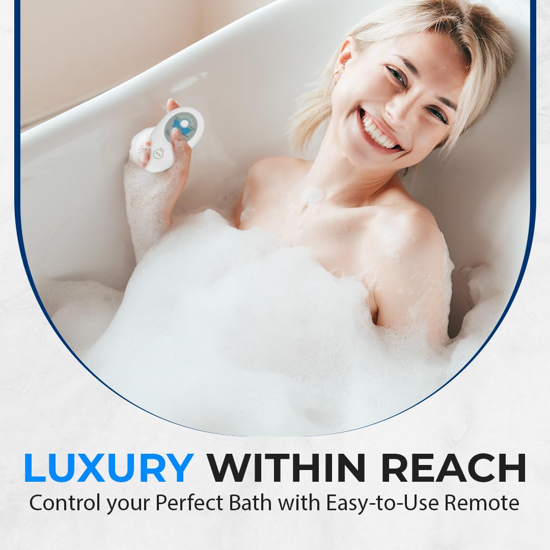 SereneLife Portable Spa Bubble Bath Massager - Waterproof Non-Slip Mat with Suction Cup Bottom, Motorized Air Pump and Adjustable Bubble Settings, Remote Control Included, 47" x 14"