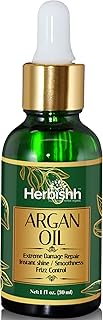 Herbishh Moroccan Argan Oil for Hair 30ml – Hair Serum for Frizz Control & Shine, Damaged Hair Treatment & Split End Repair, Heat Protectant Leave In Serum, Lightweight Non-Greasy Hair Growth Oil