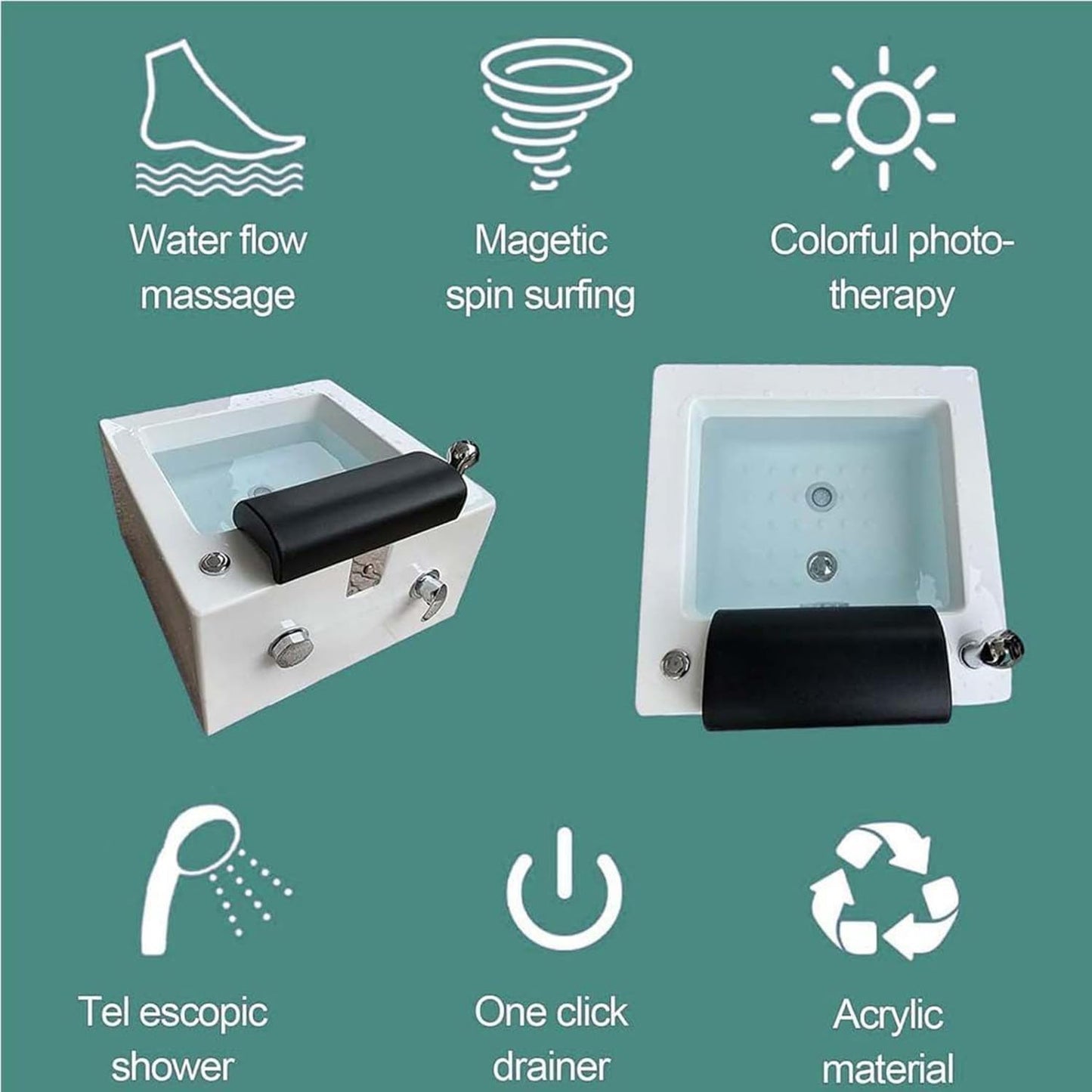 Acrylic Foot Bath,Foot Spa Bath Basin,Foot Massager Bath,Bubble Bath Spa,Can Automatically Drain and Adjust Hot and Cold Water,Traditional Medicine Therapy Assistance,B