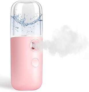 GIVERARE Nano Facial Steamer, Handy Mini Mister, USB Rechargeable Mist Sprayer, 30ml Visual Water Tank Moisturizing&Hydrating for Face, Daily Makeup, Skin Care, Eyelash Extensions-Pink
