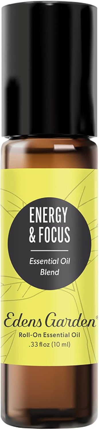 Edens Garden Energy & Focus Essential Oil Roll-On Blend- 100% Pure Premium Grade, Natural, Therapeutic, Aromatherapy, Kid & Skin Safe, The Best for Wellness, Gifts Pre-Diluted 10 ml (.33 fl oz)
