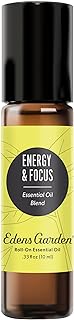 Edens Garden Energy & Focus Essential Oil Roll-On Blend- 100% Pure Premium Grade, Natural, Therapeutic, Aromatherapy, Kid & Skin Safe, The Best for Wellness, Gifts Pre-Diluted 10 ml (.33 fl oz)