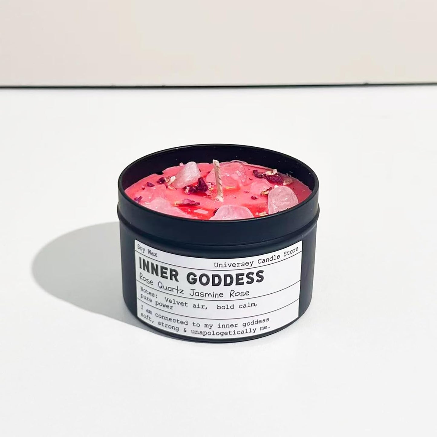Inner Goddess – Rose Quartz Candle | Vegan Spiritual Candle for Self-Love, Heart Healing & Feminine Energy | Christmas Gift