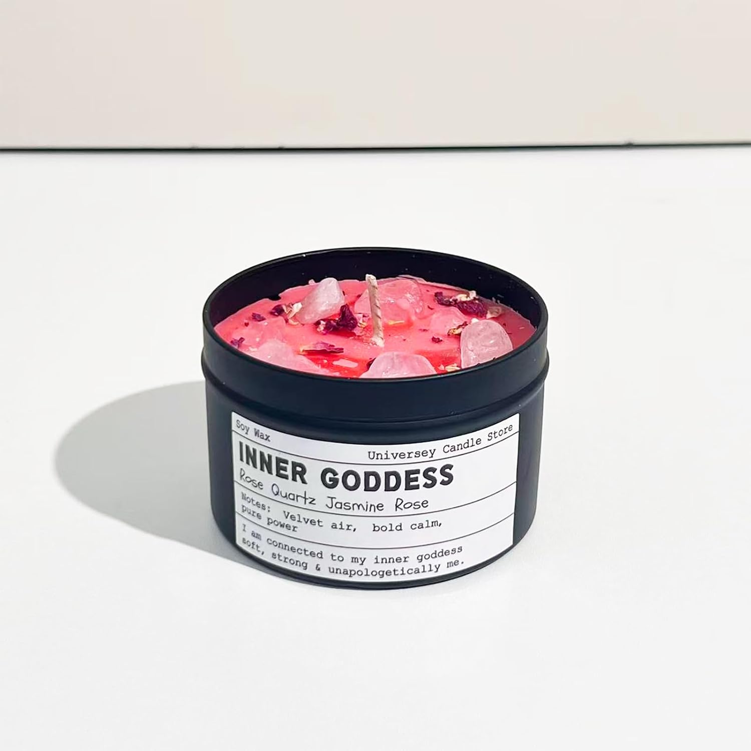 Inner Goddess – Rose Quartz Candle | Vegan Spiritual Candle for Self-Love, Heart Healing & Feminine Energy | Christmas Gift