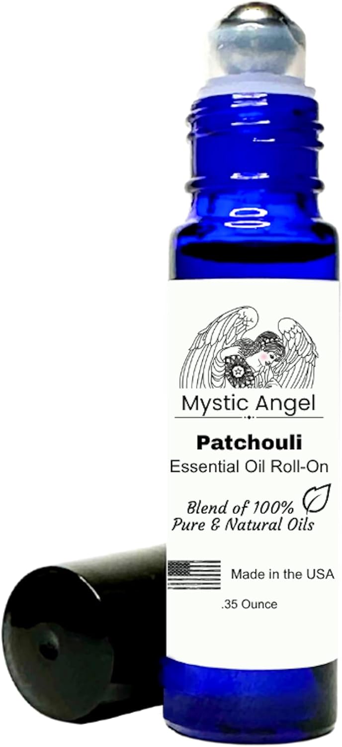 Mystic Angel Patchouli Essential Oil Roll-On - Therapeutic Blend of Pure Essential Oils Aromatherapy for Body & Soul Safe for All Skin Types, Made in the USA, .35 Oz.