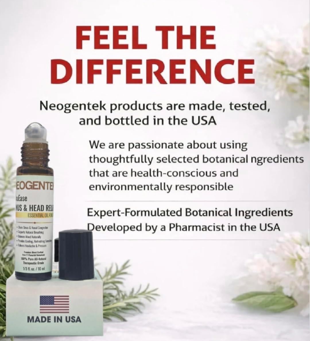SinuEase Sinus & Head Relief Essential Oil Roller - Cooling Botanical Formula, Blend with 10 Botanicals – Clear Breathing & Headaches Aromatherapy Comfort Support – 10 ml