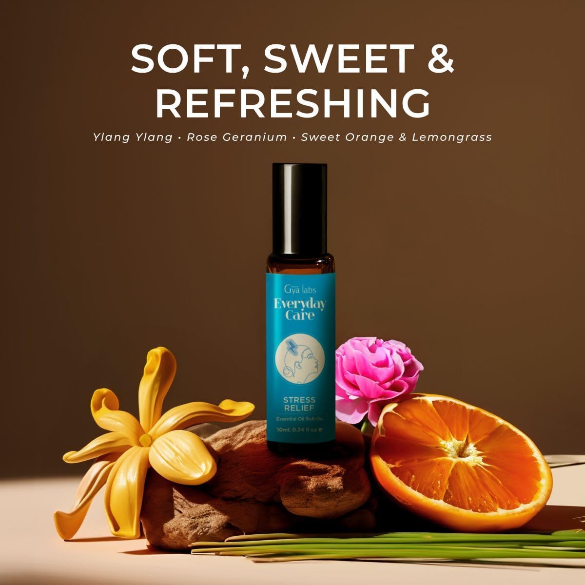 Sleep Well & Stress Relief Roll On Set - Aromatherapy Grade Essential Oils Set - 2x0.34 fl oz - Gya Labs