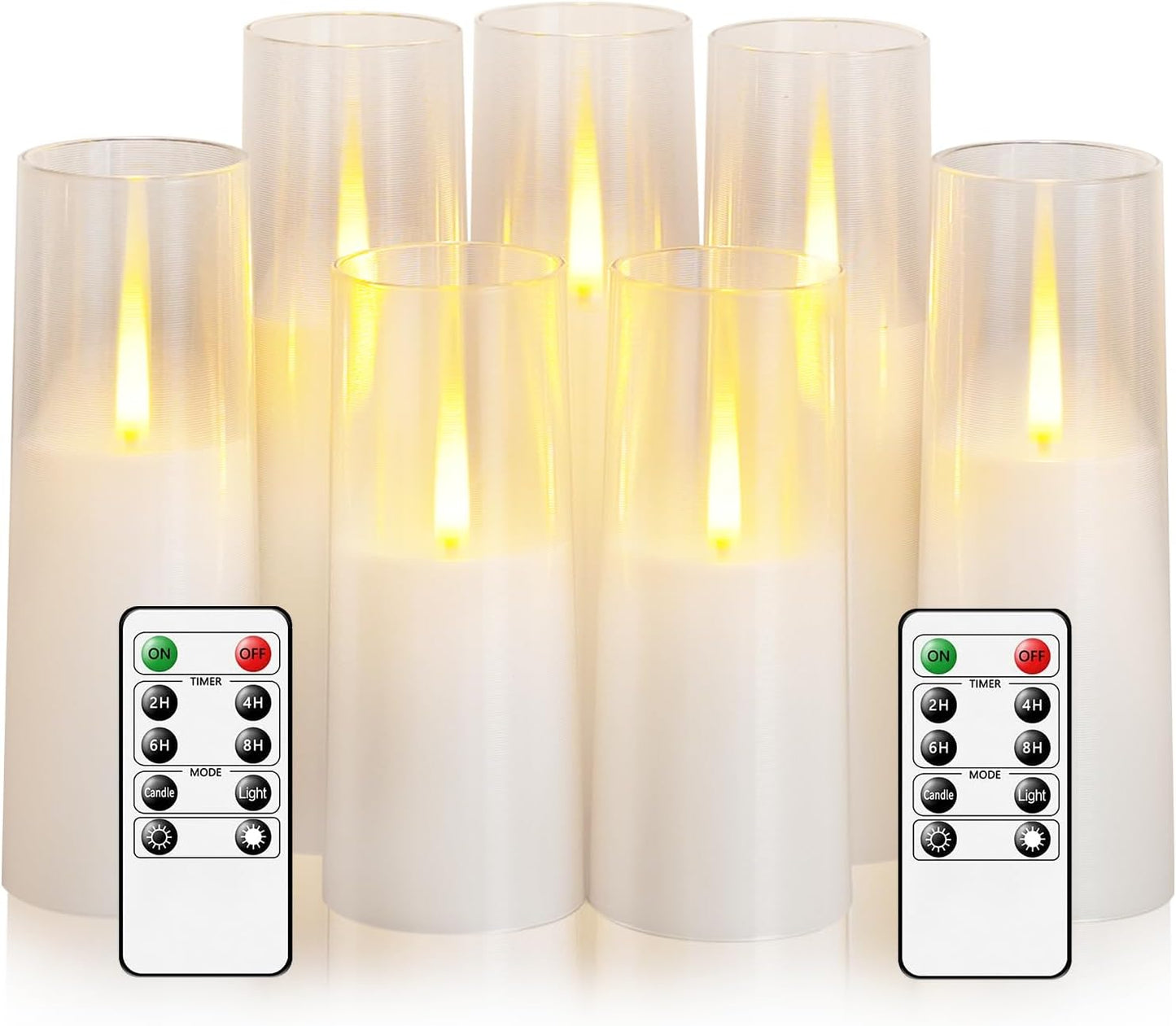 kakoya Flameless LED Candles Upgraded Realistic Flickering Flame,7Pcs Battery Operated Candles with Remote Timers,LED Pillar Candles for Home Decor,Christmas,and Parties（White）