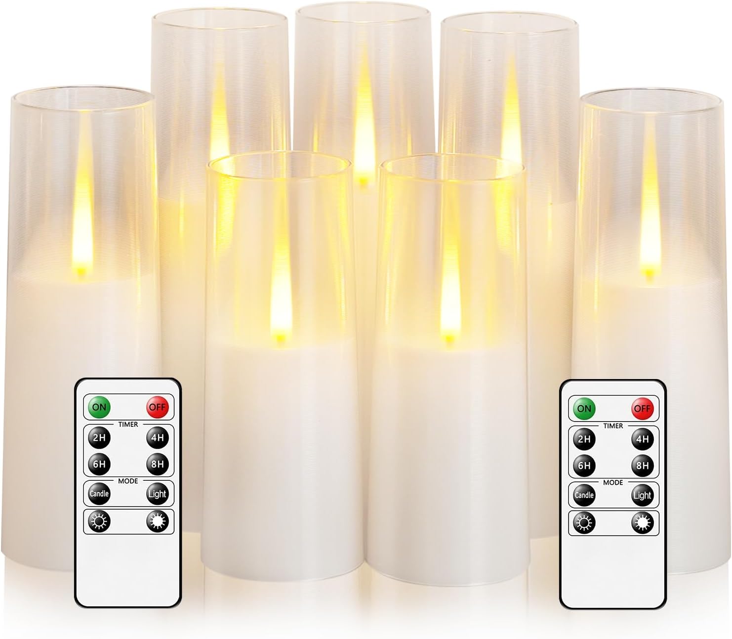 kakoya Flameless LED Candles Upgraded Realistic Flickering Flame,7Pcs Battery Operated Candles with Remote Timers,LED Pillar Candles for Home Decor,Christmas,and Parties（White）