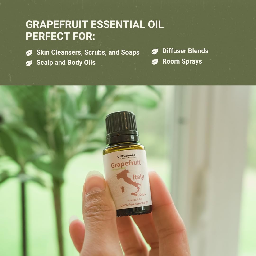Grapefruit Essential Oil - Direct from Citrusmade in Sicily - Natural Aceite de Pomelo for Skin and Energy - Aromatherapy | 100% Pure Therapeutic Grade (8oz)