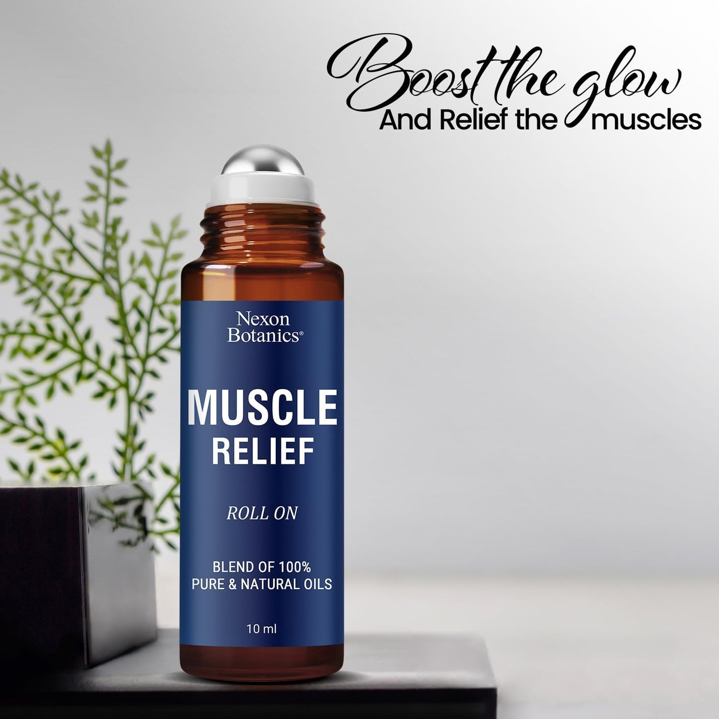 Muscle Relief Essential Oil Roll-On 10 ml - Pure & Natural Prediluted Blend for Sore Muscles, Aches & Recovery - Easy Roller for Athletes & Active Lifestyles - Nexon Botanics