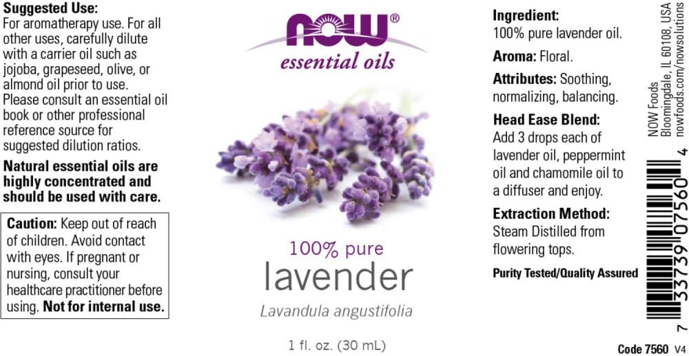 NOW Foods Lavender Oil, 1 Fluid Ounce (2 Pack)
