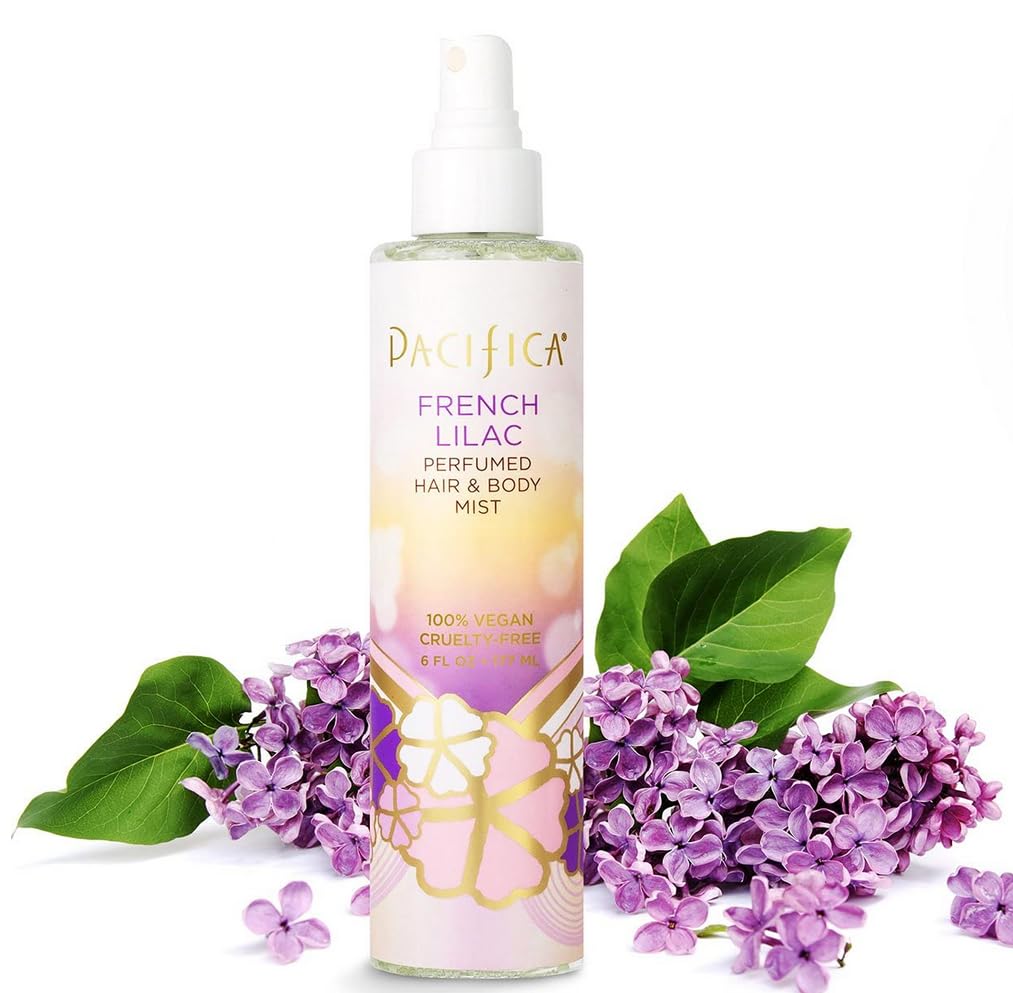Pacifica French Lilac Hair & Body Mist – Clean Vegan Floral Hair Perfume Spray for Women, Fresh-Cut Lilac, Magnolia & Heliotrope Notes, Alcohol-Free Head-to-Toe Fragrance, Cruelty-Free, 6 Fl Oz