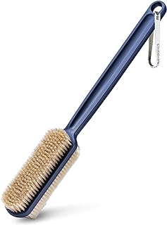 MainBasics Back Scrubber for Shower, Long Handle Body Brush, 15.75 Inch | Dual-Sided Exfoliating and Soft Bristles