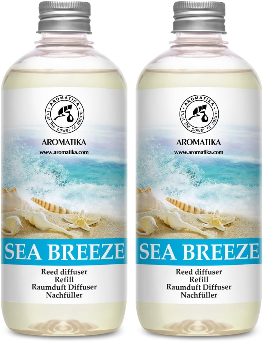 Reed Diffuser Refill Set Sea breeze 2 х 17Fl Oz - Aroma Refill for Reed Diffuser - Long Lasting Home Fragrance - Air Freshener - Fresh Scent - Aromatherapy - Home decor - Air diffuser