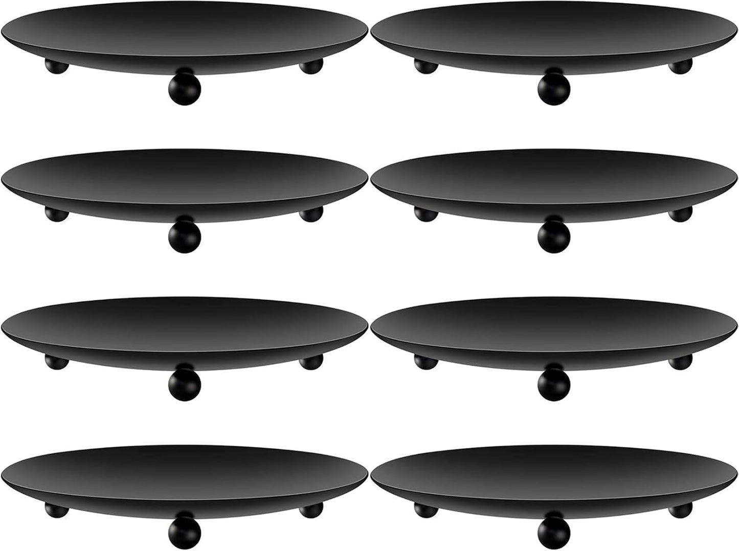 8PCS Black Candle Holder Iron Plate, 4'' Stand for LED & Wax Candles, Decorative Pillar Plate for Incense Cones, Spa, Weddings, Party