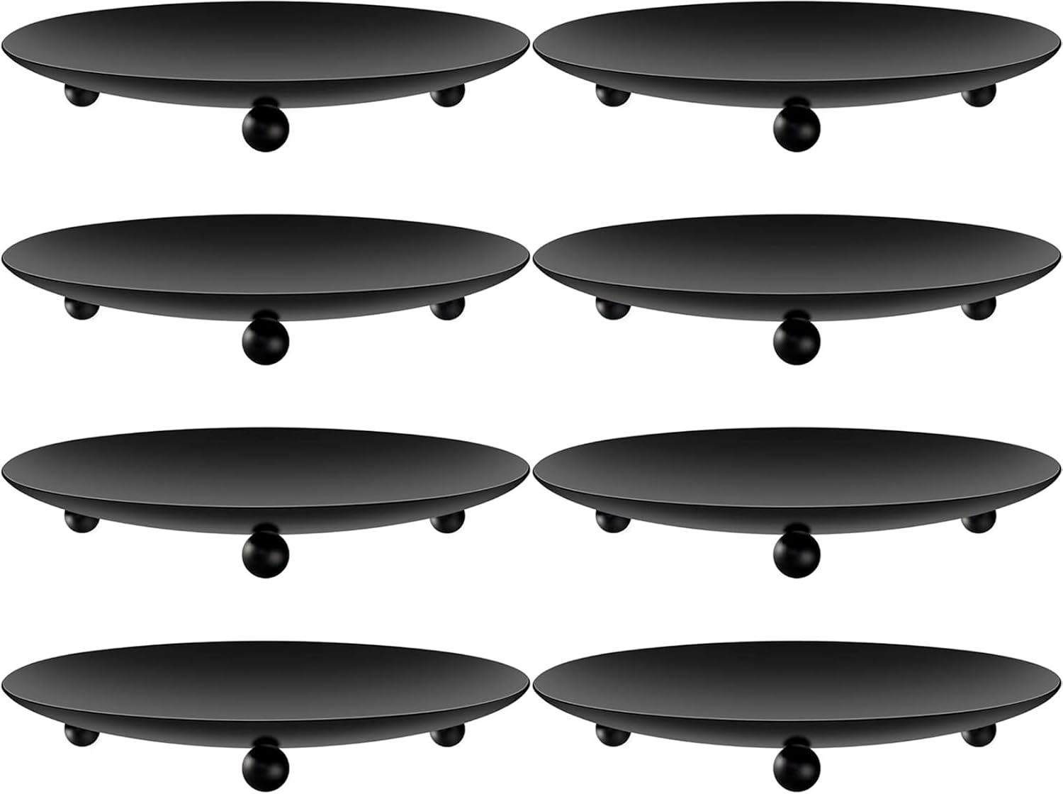 8PCS Black Candle Holder Iron Plate, 4'' Stand for LED & Wax Candles, Decorative Pillar Plate for Incense Cones, Spa, Weddings, Party