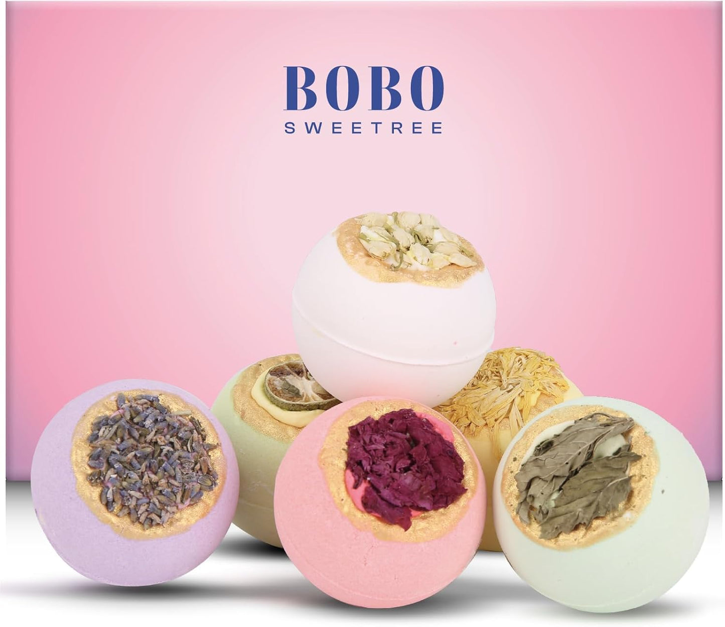 Bath Bombs Gift Set for Women, 6 Large with Real Flowers & Essential Oils | Home spa relaxation, aromatherapy self-care, moisturizing bath soak, birthday presents for mom, wife, girlfriend