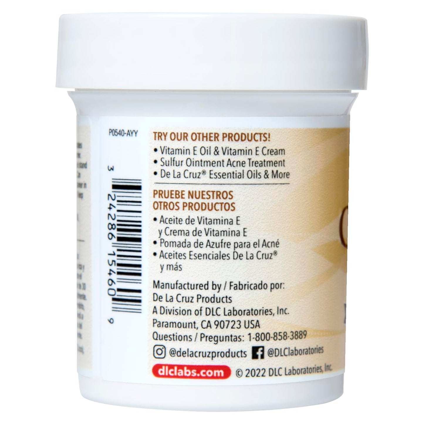 De la Cruz Coconut Oil - Expeller Pressed Coconut Oil for Skin and Hair - Natural Moisturizer for Skin and Hair - 2.2oz