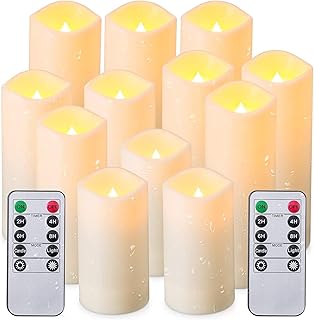 CLTNIKET12-Pack LED Flameless Candles(D 2.2''X H 4'' 5'' 6'' 7'') with Remote Control Waterproof Outdoors & Indoors, Battery Candles with Remote Timer, Decorative Remote Led Candles.