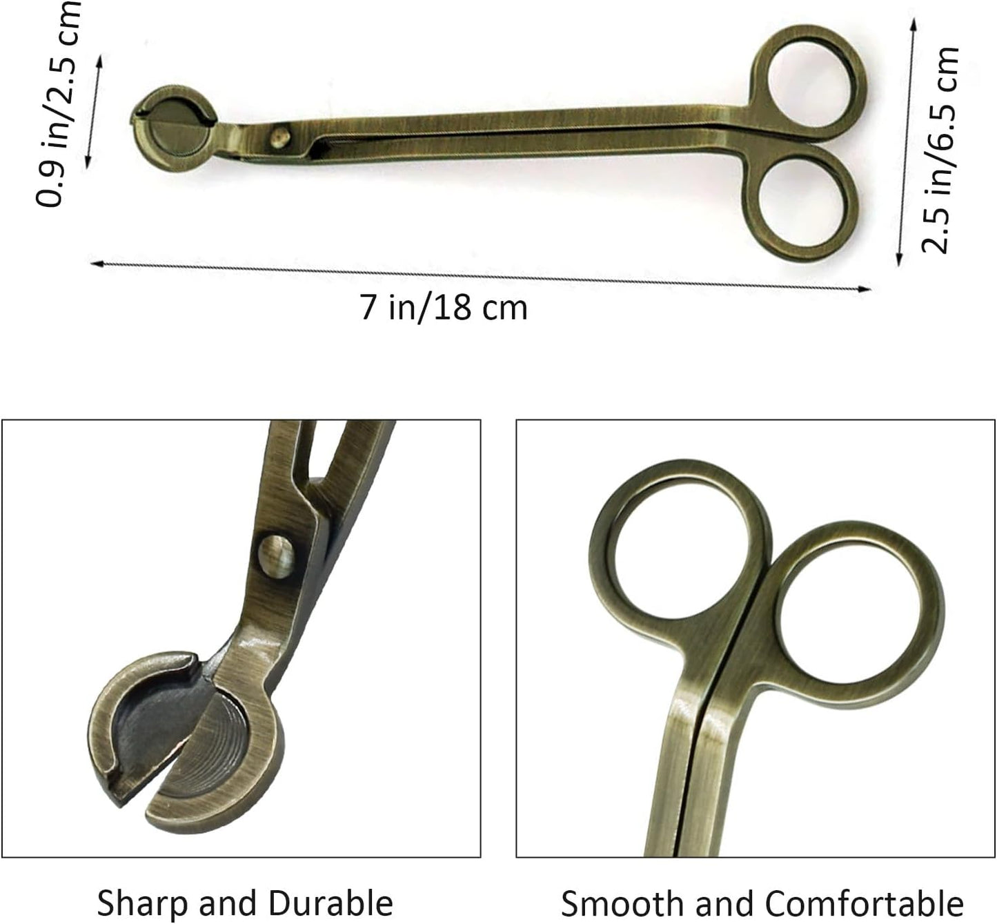 Candle Wick Trimmer, Stainless Steel Wick Clipper Cutter Scissor, Antique Candle Accessory Gift for Candles Lovers (Bronze)