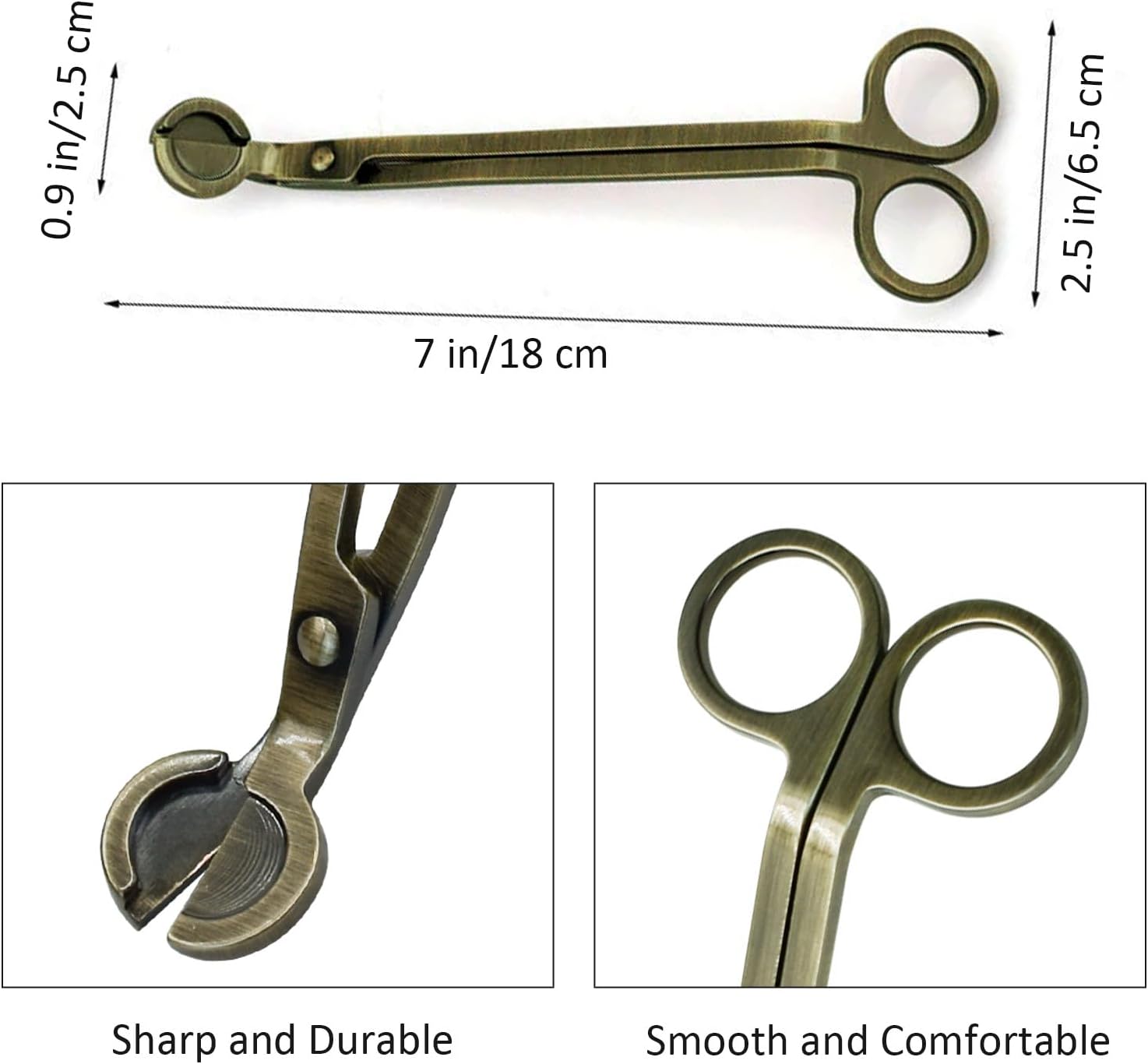 Candle Wick Trimmer, Stainless Steel Wick Clipper Cutter Scissor, Antique Candle Accessory Gift for Candles Lovers (Bronze)