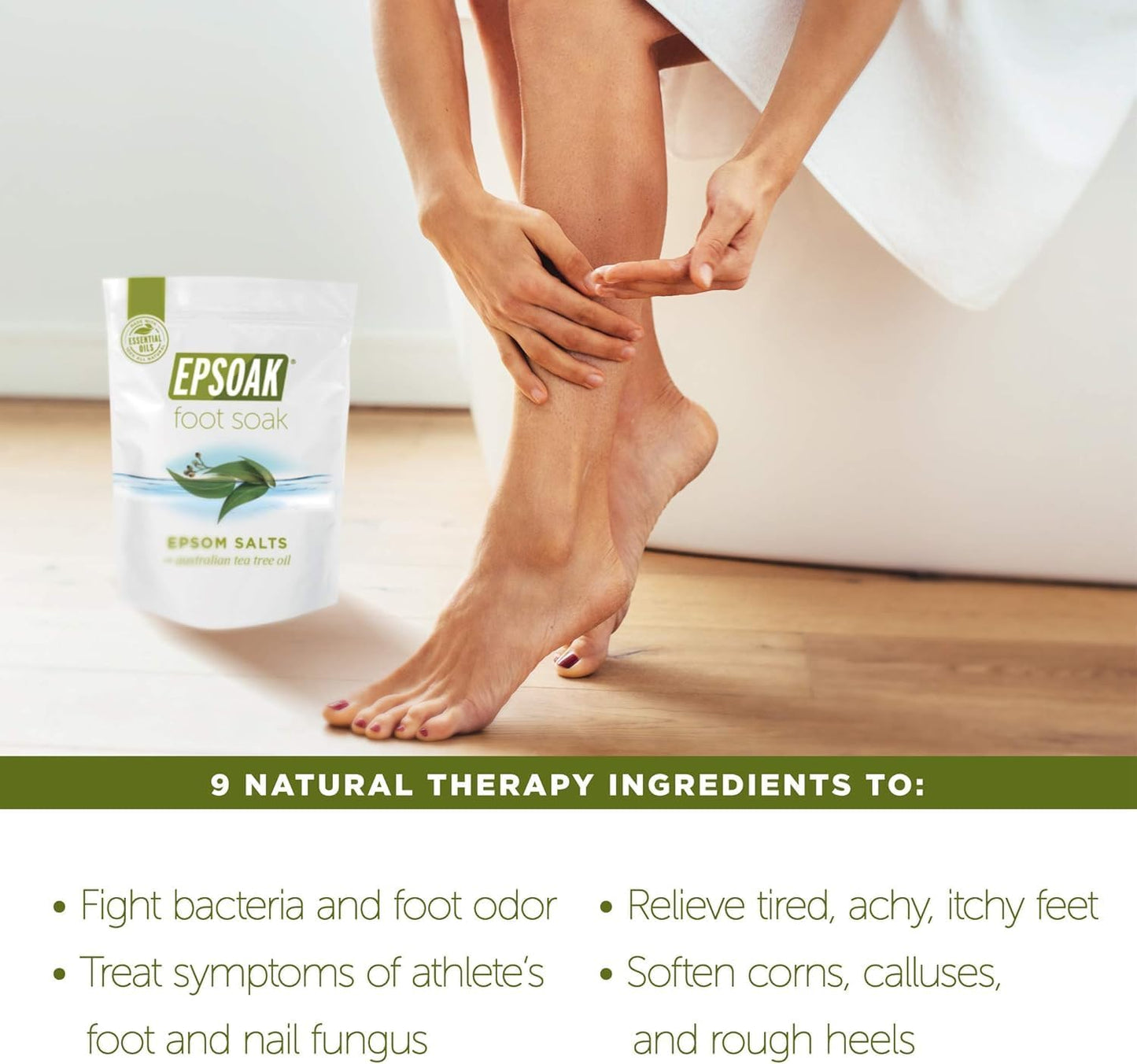 Tea Tree Oil Foot Soak with Epsoak Epsom Salt - 2 Pound Value Bag - Made in the USA