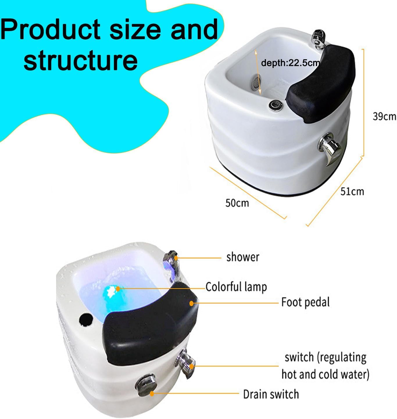 Foot Spa Massager,Bubble Bath Spa,Health Equipment,Foot Bath Sink Massage,Long-Lasting Heat Insulation,Seamless Antibacterial Design,Body Recovery Equipment,A