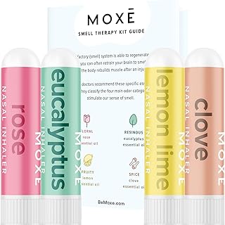 MOXE Scent Training Kit, Made in USA, 4 Essential Oils, Olfactory Regeneration, Helps Restore Sense of Scent, Natural Therapy for Anosmia, Lemon, Rose, Clove, Eucalyptus, Guidebook, Personal Log