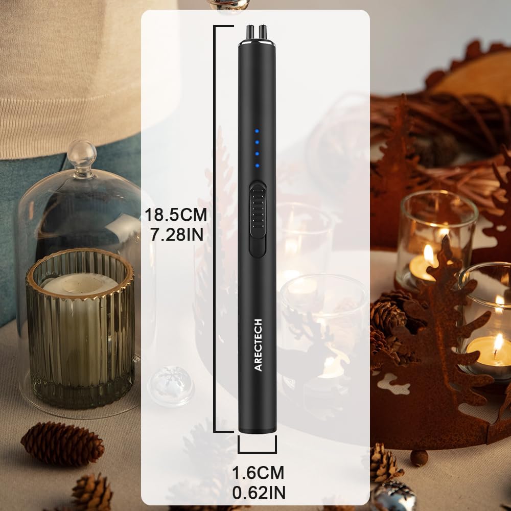 ARECTECH Electric Candle Rechargeable Lighter Arc Plasma Lighters for Candle Kitchen Camping Christmas Type-C Black