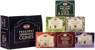 Precious Series Assortment of Six Scents - Total of 12 Boxes, 10 Cones Each - HEM Incense From India