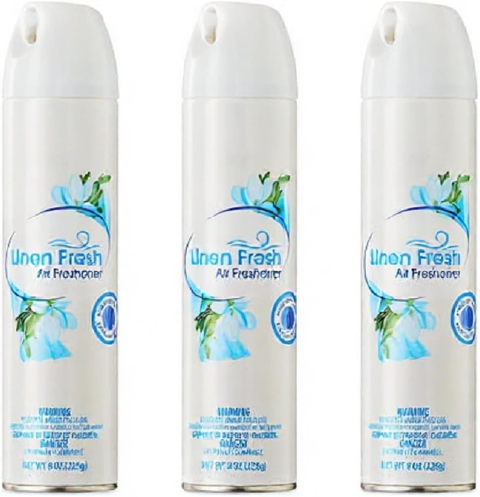 Linen Fresh Scent Air Mist, Air Freshener Spray, Odor Fighting Room Spray (8 oz, 3 Pack) Deodorizer for Home Bathroom Kitchen Office Apartment Dorm Room Classroom