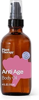 Plant Therapy Anti Age Body Oil 4 oz Locks in Moisture for Supple, Radiant Looking Skin, Helps Reduce the Appearance of Fine Lines, Made with Frankincense, Sandalwood, & Rose Oil