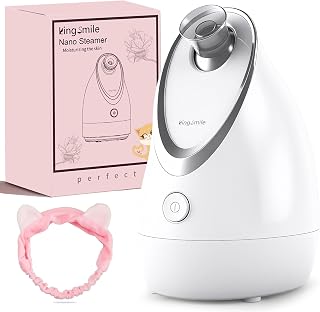 Kingsmile Facial Steamer for Face, 3 in 1 Face Steamer for Facial Deep Cleaning, Compact Nano Steamer - Aromatherapy, Adjustable Nozzle Warm Steam for Home SPA, Face Steamer for Sinuses with Hairband