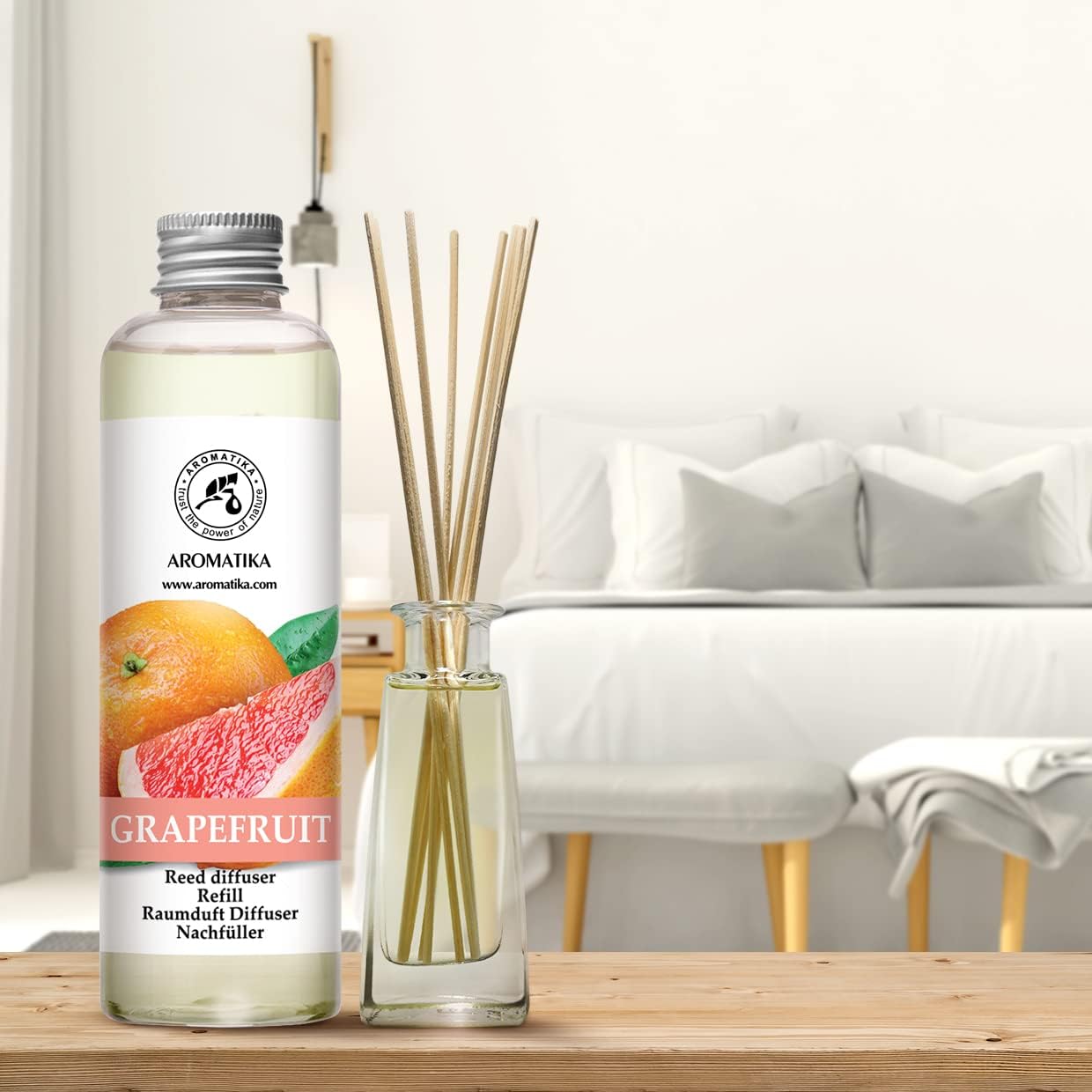 Reed Diffuser Oil Refill Grapefruit 6.8 Fl Oz (200ml) - Intensive & Long Fragrance for Room - Lasting Natural Room Scent - Refill for Office - Boutique - Restaurant - Aromatherapy
