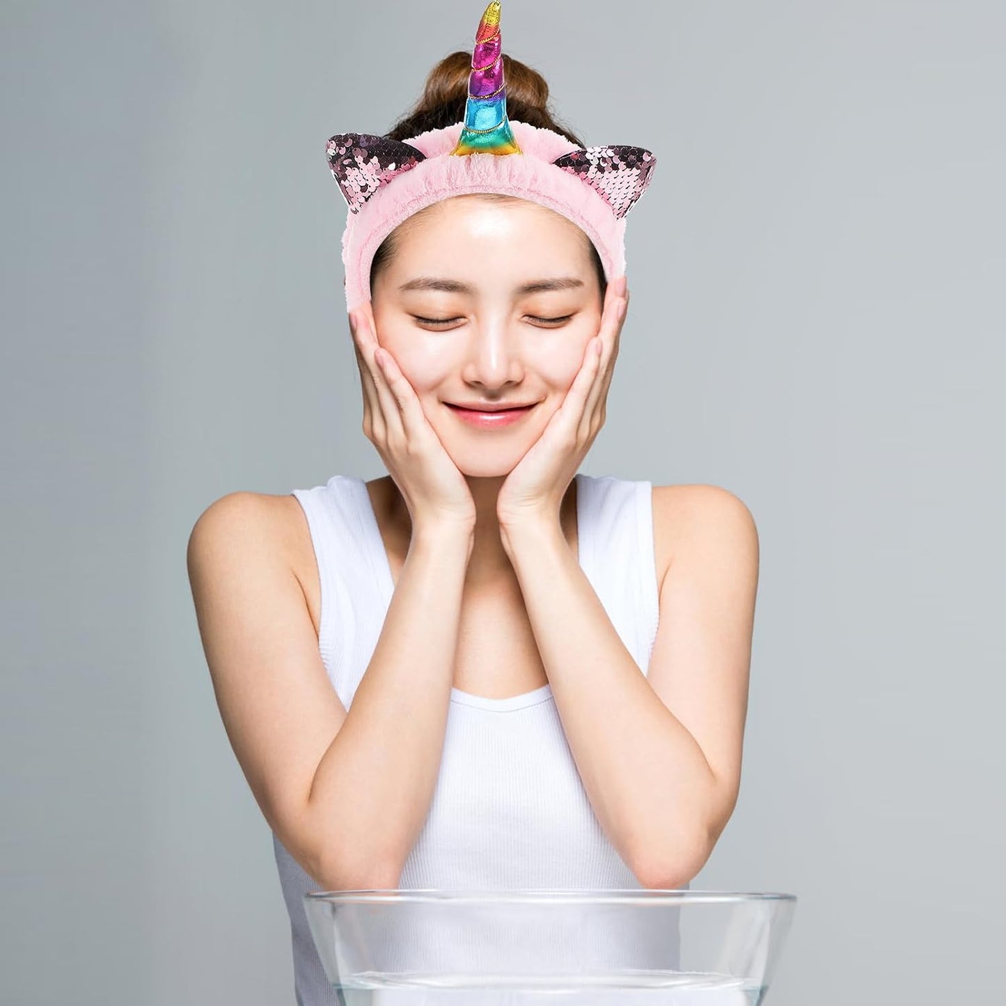 Unicorn Makeup Headband for Women Face Washing Spa Hairband Soft Skincare Hair Accessory Plush Elastic