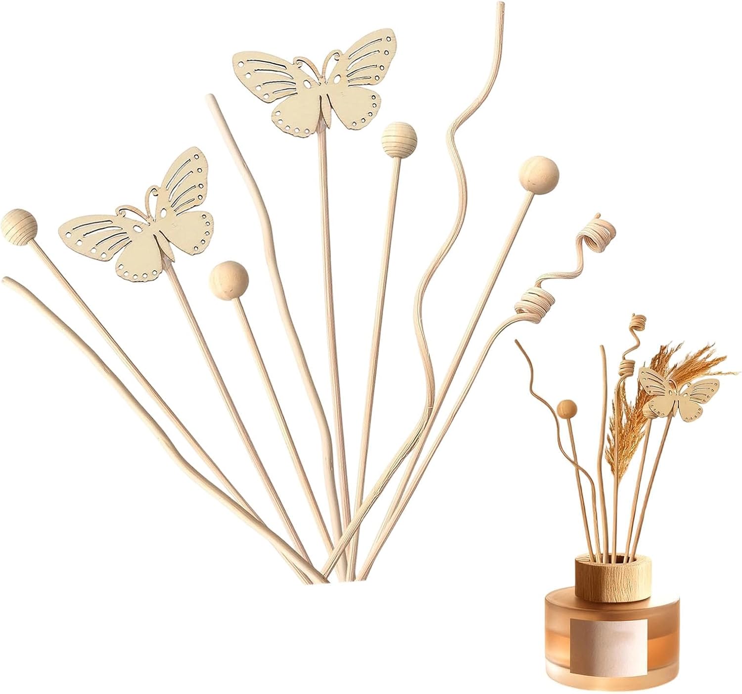 10Pack Reeds for Diffuser, Reed Fragrance Diffuser Flower Set, Reed Diffuser Stick, Fragrance Diffuser Replacement Rattan Stick, Rattan&Handmade Refill Replacement Sticks for House Bedroom Office ﻿