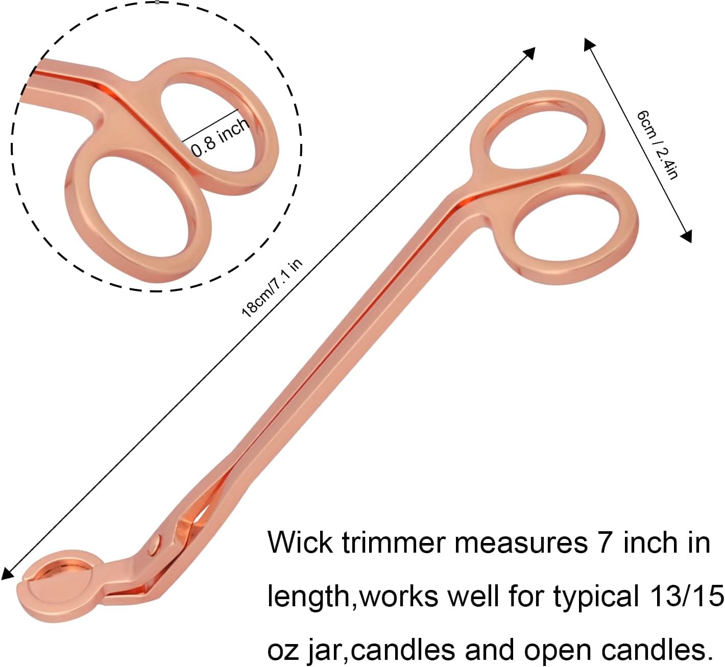 6 PCS 7 Inch Rose Gold Candle Wick Trimmer, Stainless Steel Wick Cutter for Candles, Cut Spent Wicks, Allow Cleaner Burn and Prevent Soot Buildup, Wick Clipper Scissor Candle Tool