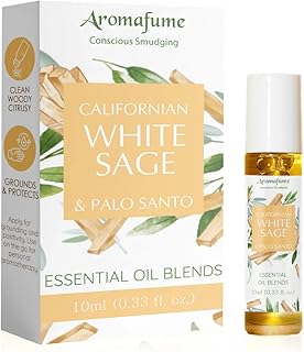 White Sage & Palo Santo Essential Oil Roll-On Blend by Aromafume | 10ml/0.33 fl oz | Aromatherapy Oil for Cleansing Negative Energy & Protection | Ethically sourced | Sage Oil for Smokeless Smudging