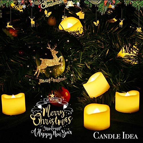 24 PCS LED Flameless Flickering Tea Lights Votive Candle Battery Operated/Electric Flicker LED Tealight Bulk Fake Candles for Halloween Christmas Wedding Party Decorations (Warm White)