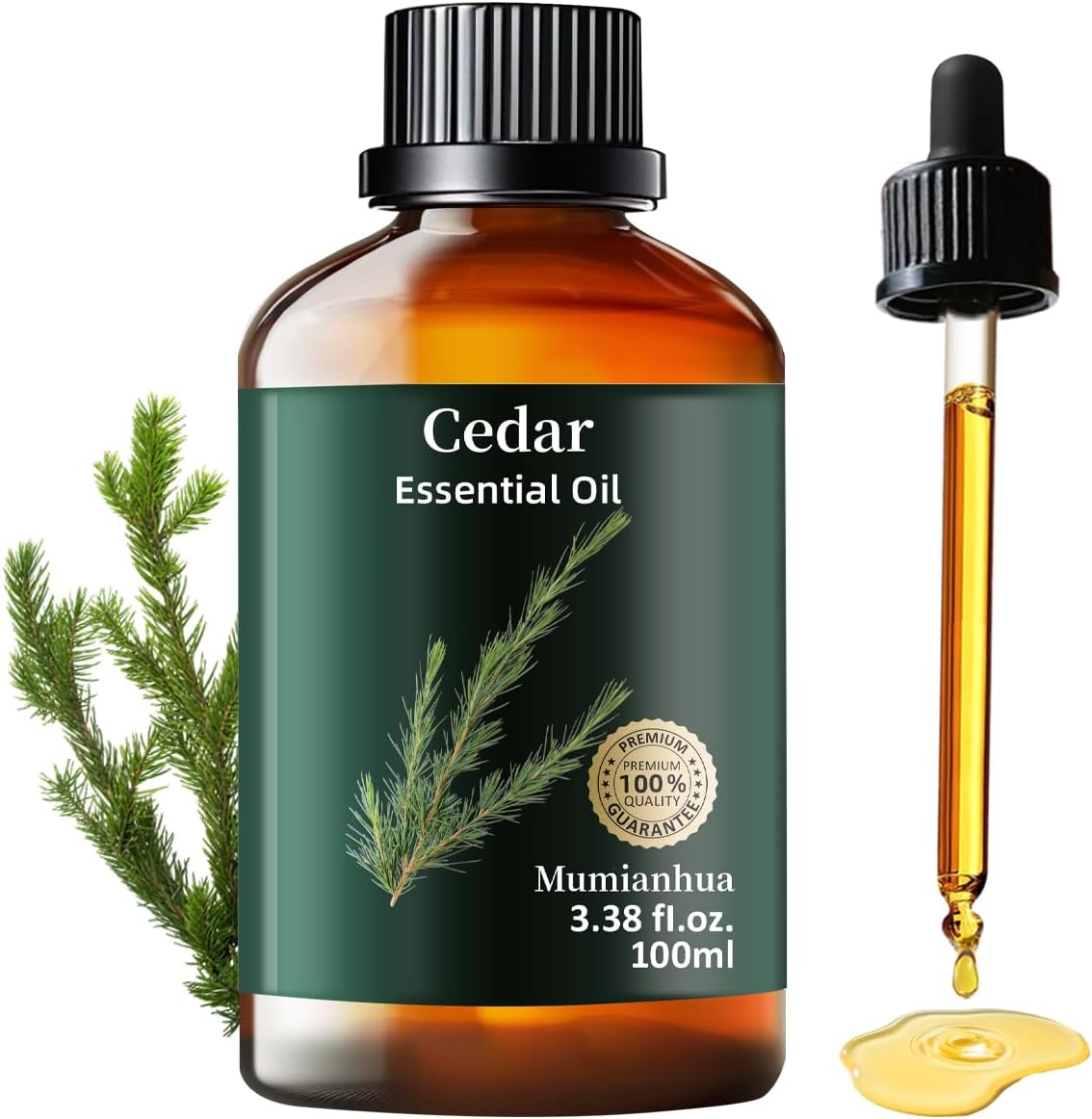 Cedarwood Essential Oil, Pure Mumianhua Natural Woodland Aroma for Bedtime Sanctuary & Pillow Mist, Evening Wind‑Down, Diffuser Blends, Skin & Hair Care – 3.38 Fl Oz